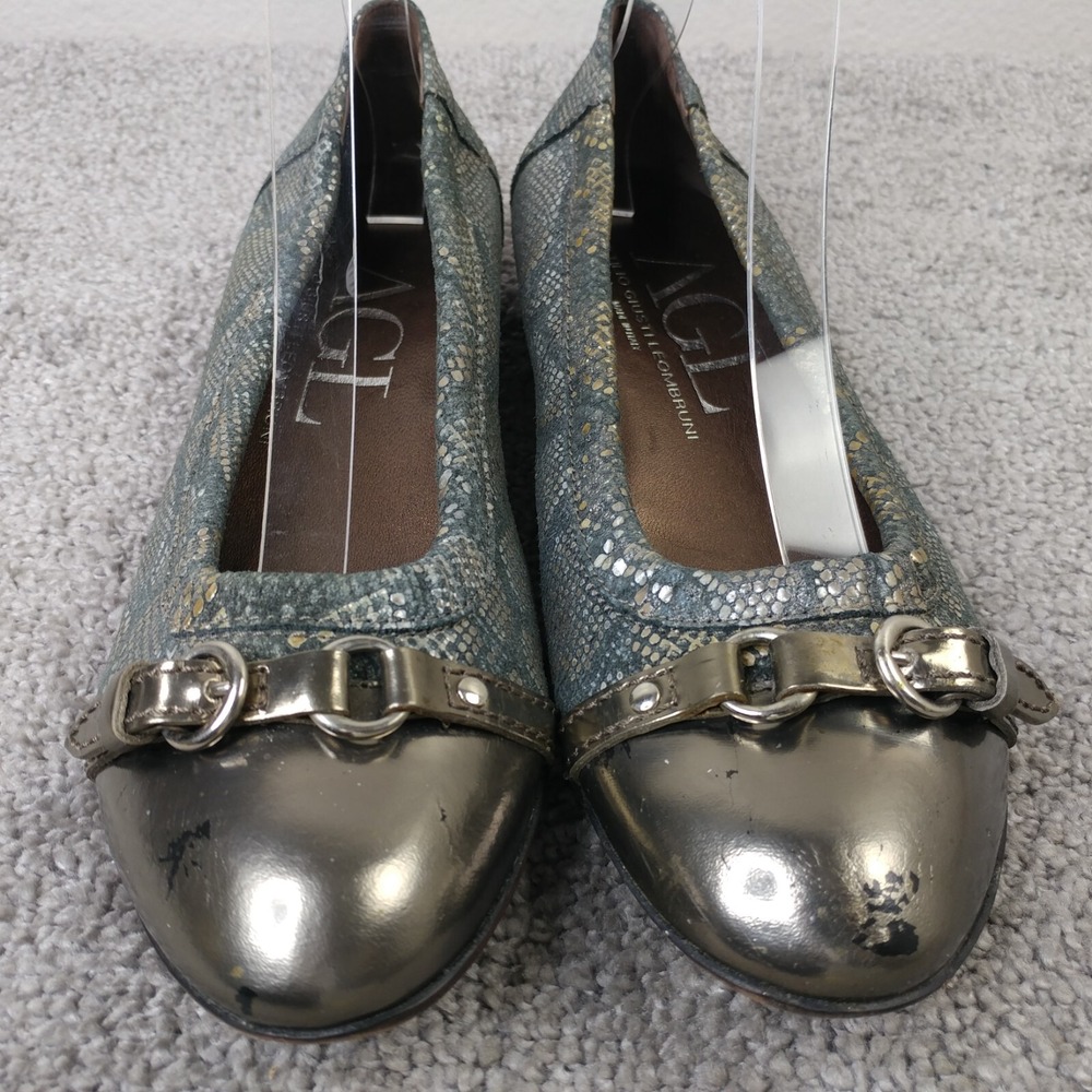 AGL Attilio Giusti Leombruni Ballet Flats Womens 38.5 EU Snake Print Gray Shoes